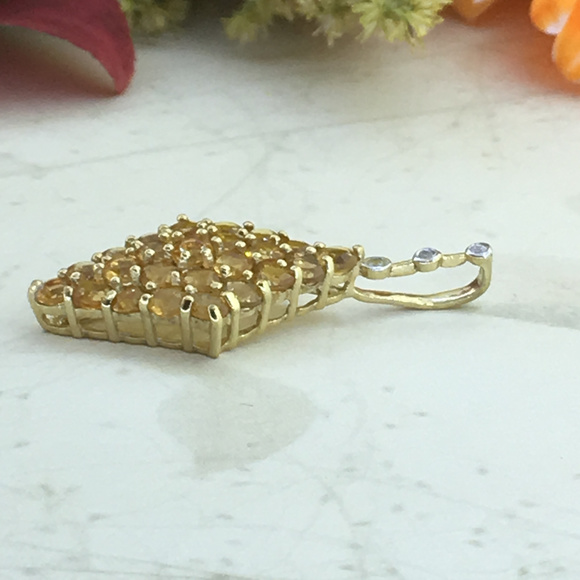 Prong Set Golden Topaz Gold Plated Silver Pendant - Picture 5 of 6